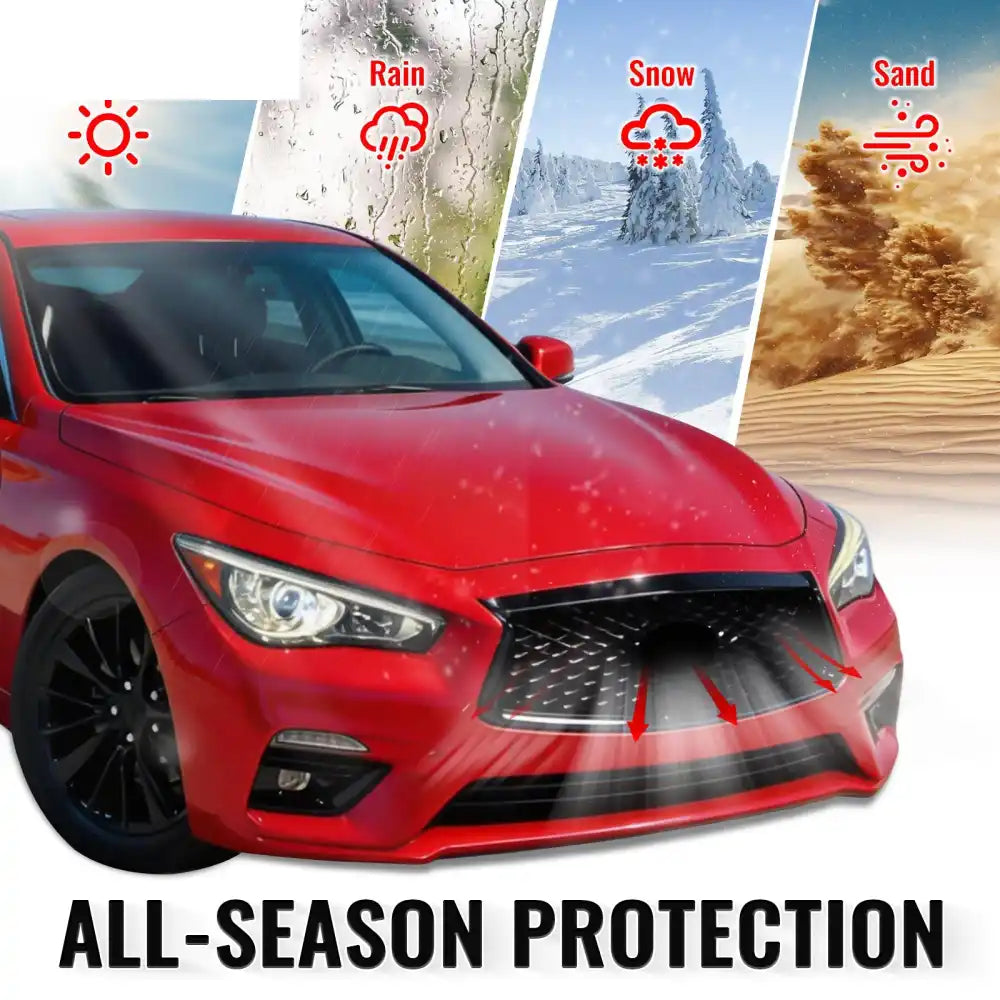 2018-2024 Infiniti Q50 OE Style Front Bumper Upper Grille Frame Trim Replacement Gloss Black ABS Gloss Black
