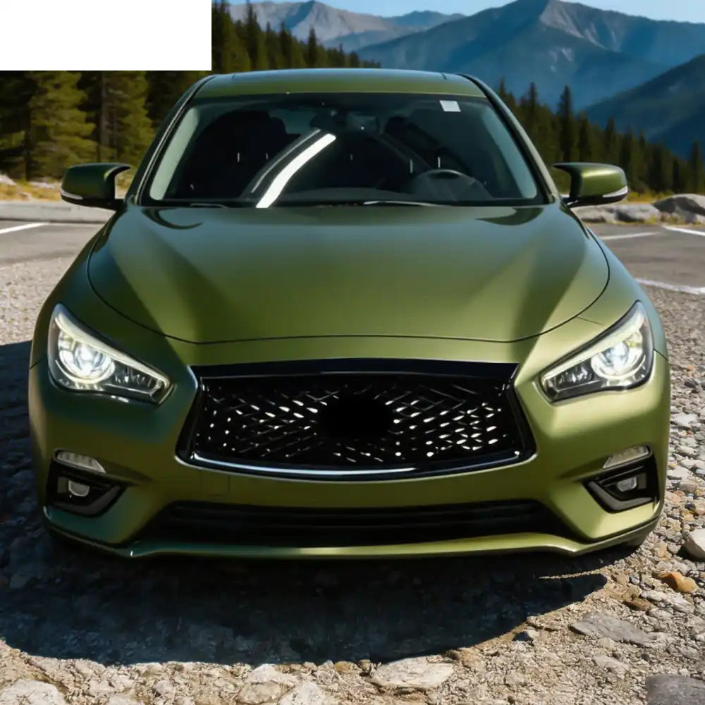 2018-2024 Infiniti Q50 OE Style Front Bumper Upper Grille Frame Trim Replacement Gloss Black ABS Gloss Black