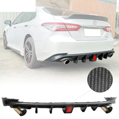 2018-2024 Toyota Camry LE Rear Bumper Lip Diffuser 3RD Brake Light Tip CFL - Carbon Fiber Print