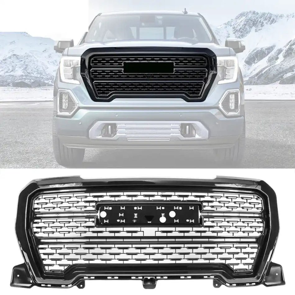 2019-2021 GMC Sierra 1500 Base SLE SLT Elevation Denali Hood Grille Gloss Black