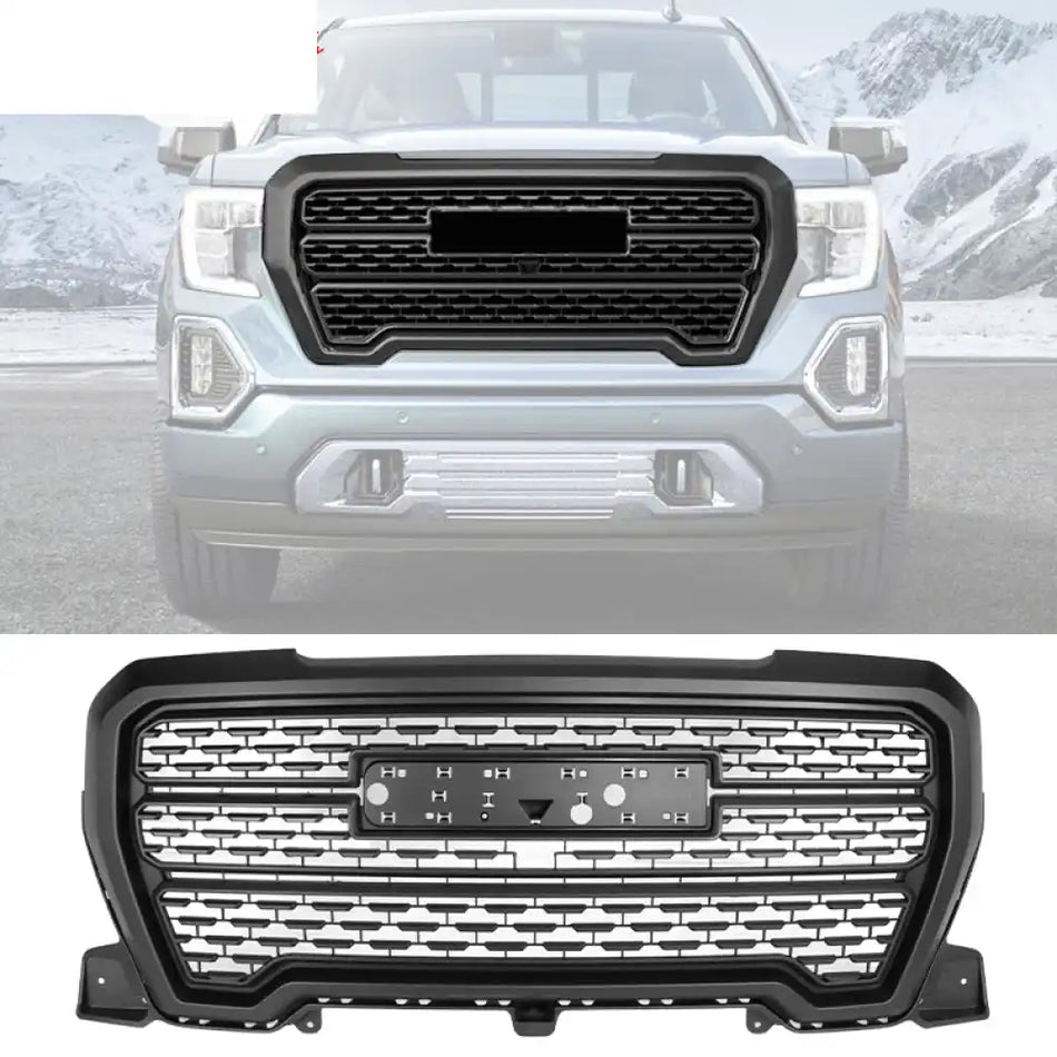 2019-2021 GMC Sierra 1500 Base SLE SLT Elevation Denali Hood Grille Matte Black