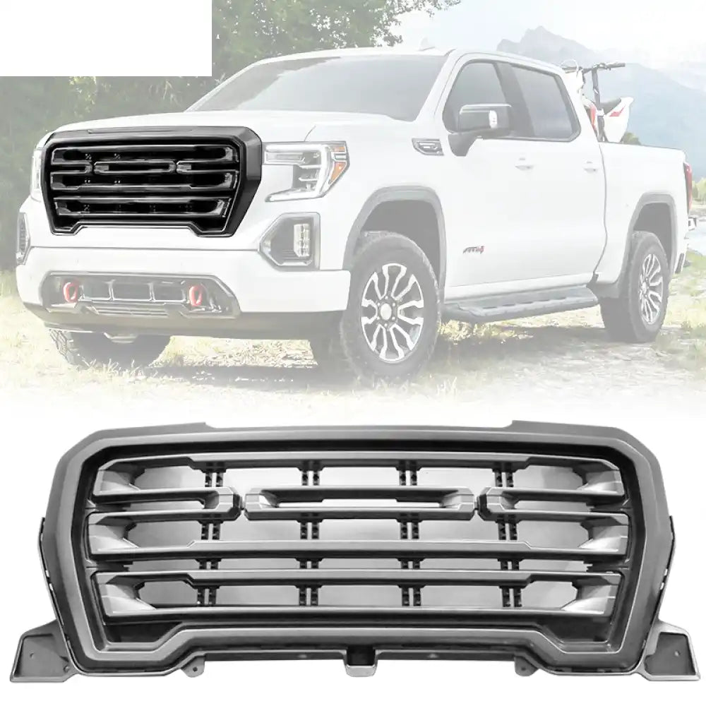 2019-2021 GMC Sierra 1500 Front Bumper Hood Grille Guard Grill Matte Black