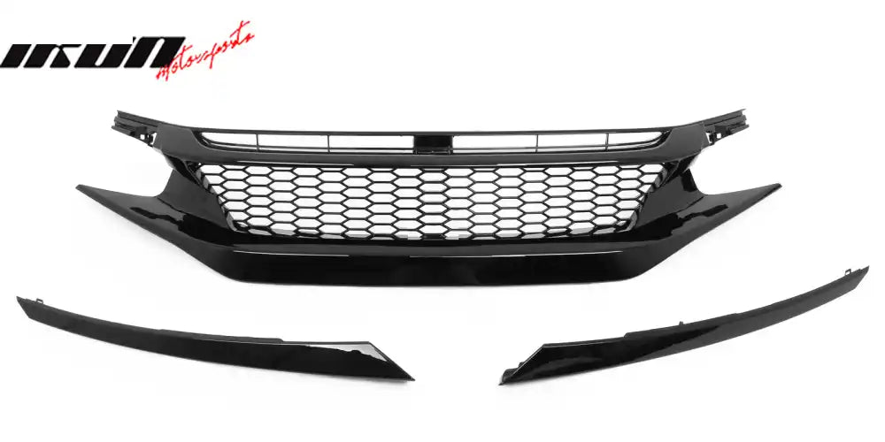 2019-2021 Honda Civic Gloss Black Honeycomb Front Upper Grille ABS