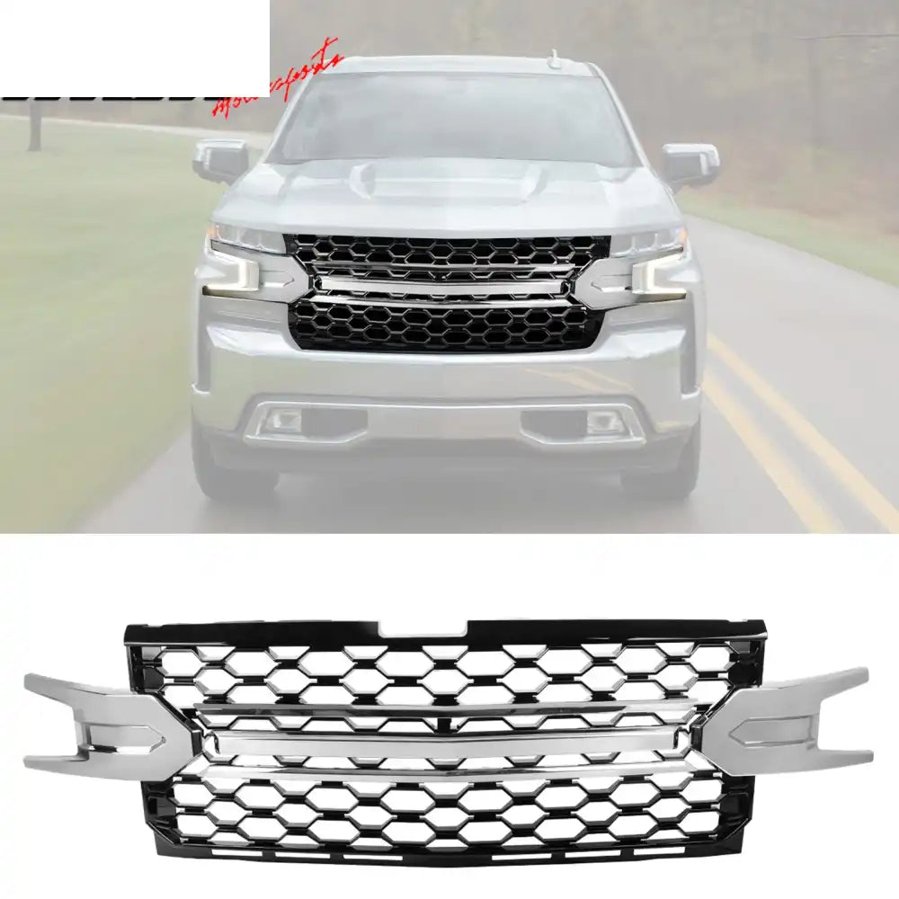 2019-2021 Silverado 1500 LT/LTZ/RST/High Country Black Car Grille Black with Chrome