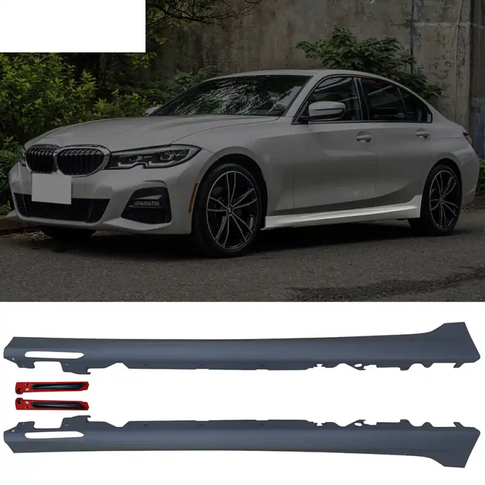 2019-2022 BMW 3 Series G20 M-Tech Black Front Rear Bumper Side Skirts Unpainted Black