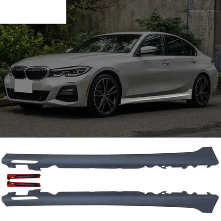 2019-2022 BMW 3 Series G20 M-Tech Black Front Rear Bumper Side Skirts Unpainted Black