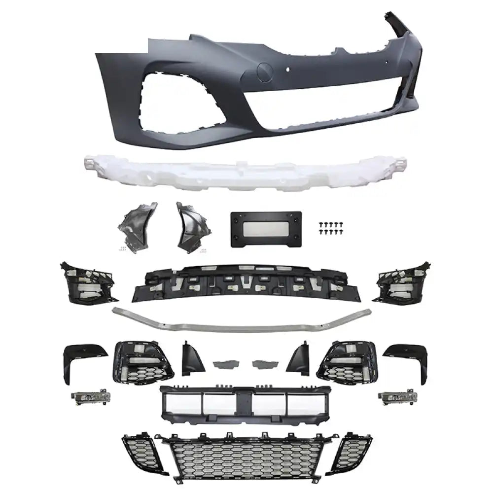 2019-2022 BMW 3 Series G20 M-Tech Black Front Rear Bumper Side Skirts Unpainted Black