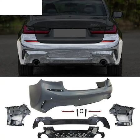 2019-2022 BMW 3 Series G20 Sedan M-Tech Style Black Rear Bumper Cover Unpainted Black