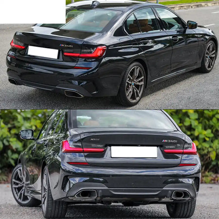 2019-2022 BMW 3 Series G20 Sedan M340 Style Black Rear Bumper Cover Unpainted Black