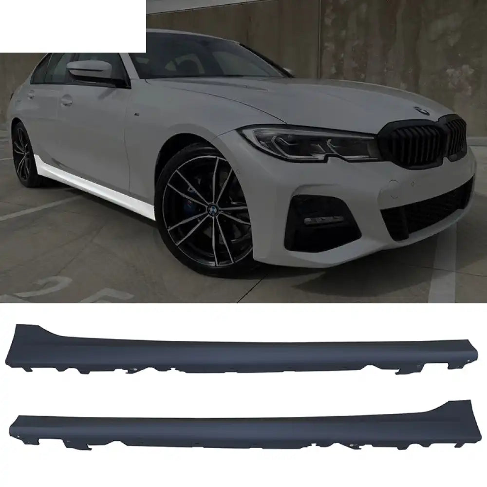 2019-2022 BMW G20 Sedan M-Tech Black Front Rear Bumper Side Skirts Unpainted Black