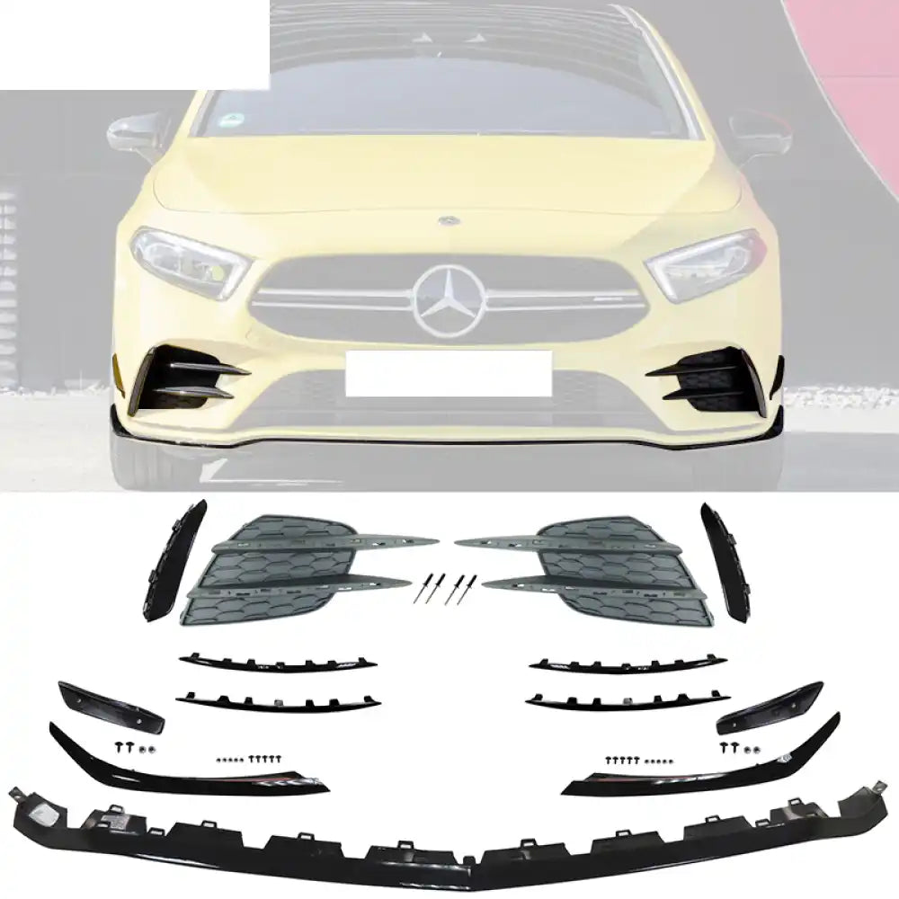 2020-2022 Benz W177 A35 AMG Front Bumper Lip with Gloss Moulding PP