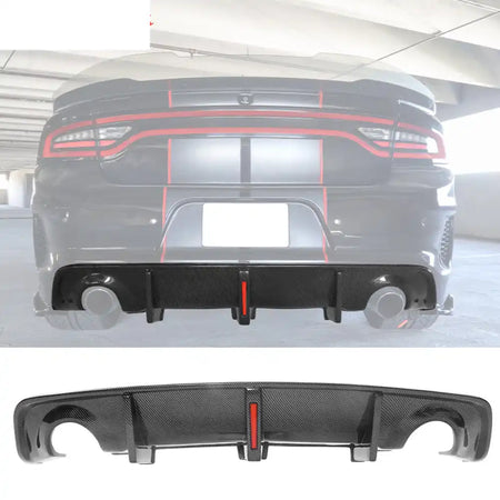 2020-2023 Charger Widebody Rear Diffuser W/ Brake Light PP Carbon Fiber Look