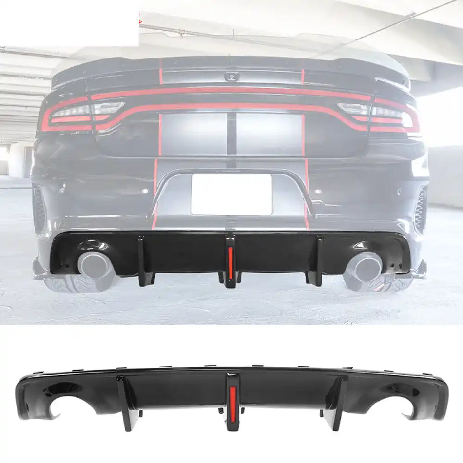 2020-2023 Charger Widebody Rear Diffuser W/ Brake Light PP Gloss Black