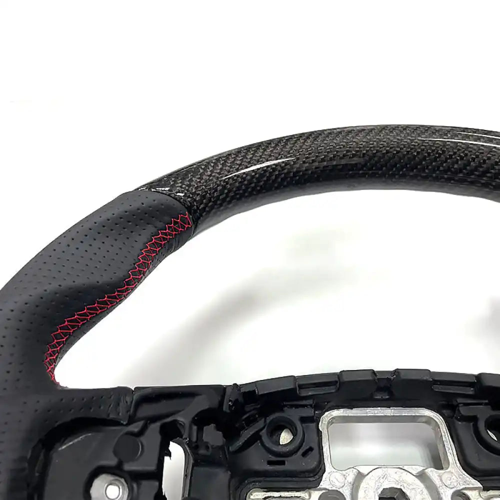 2020-2024 Focus Escape Steering Wheel Red Stitch Carbon Fiber Leather Carbon Fiber with Red Ring & Perforated Leather