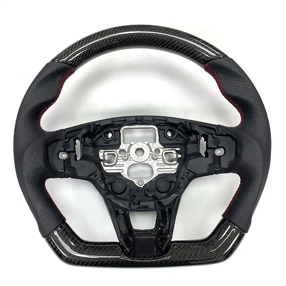 2020-2024 Focus Escape Steering Wheel Red Stitch Carbon Fiber Leather Carbon Fiber with Red Ring & Perforated Leather