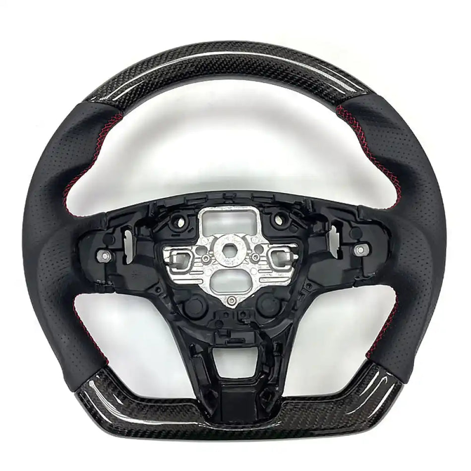 2020-2024 Focus Escape Steering Wheel Red Stitch Carbon Fiber Leather Carbon Fiber with Red Ring & Perforated Leather
