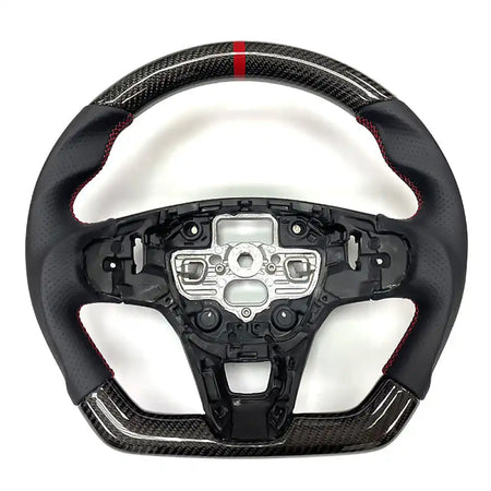 2020-2024 Focus Escape Steering Wheel Red Stitch Indicator CF Leather Carbon Fiber with Red Ring & Perforated Leather