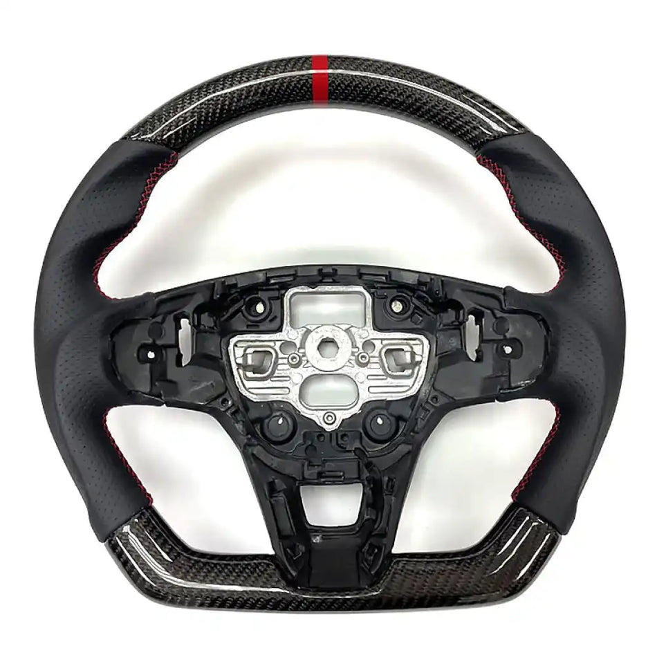 2020-2024 Focus Escape Steering Wheel Red Stitch Indicator CF Leather Carbon Fiber with Red Ring & Perforated Leather