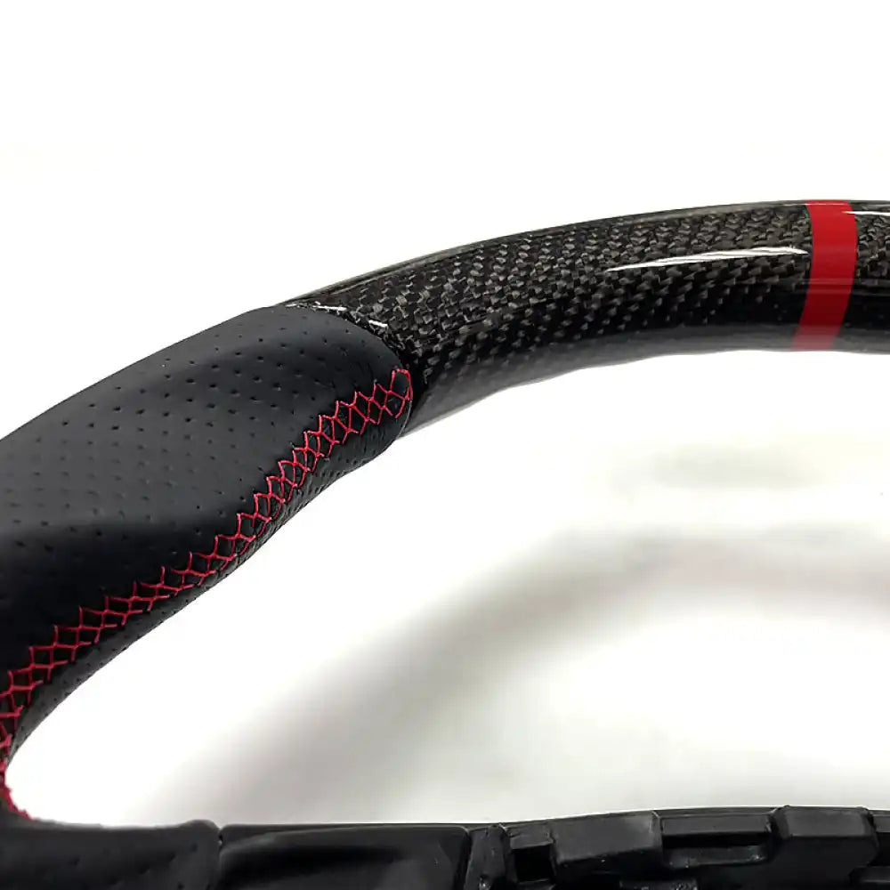 2020-2024 Focus Escape Steering Wheel Red Stitch Indicator CF Leather Carbon Fiber with Red Ring & Perforated Leather