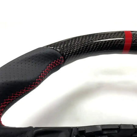 2020-2024 Focus Escape Steering Wheel Red Stitch Indicator CF Leather Carbon Fiber with Red Ring & Perforated Leather