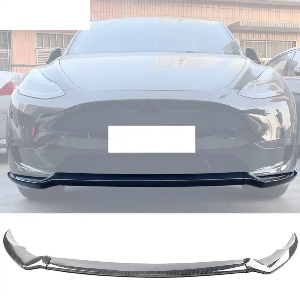 2020-2024 Tesla Y Track Pack Gloss Black Front Bumper Lip Carbon Print Gloss Black