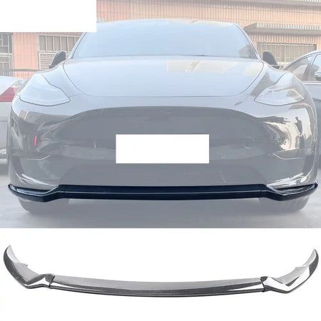 2020-2024 Tesla Y Track Pack Gloss Black Front Bumper Lip Carbon Print Gloss Black