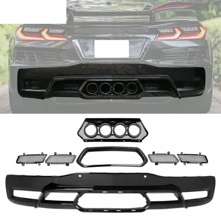 2020-2025 Chevy Corvette C8 OE Rear Bumper Diffuser Black Exhaust Tip