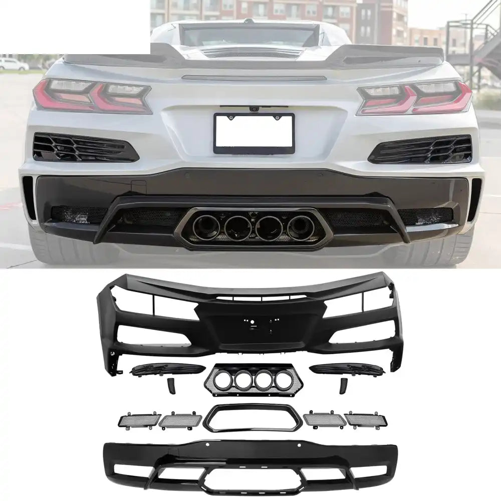 2020-2025 Chevy Corvette C8 OE Rear Bumper Diffuser Black Exhaust Tip