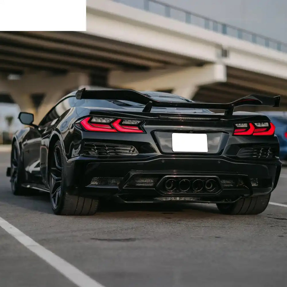 2020-2025 Chevy Corvette C8 Rear Bumper Black Exhaust Trunk Spoiler