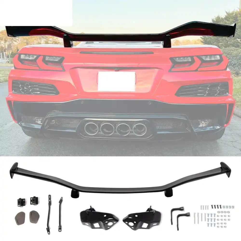 2020-2025 Chevy Corvette C8 Rear Bumper Black Exhaust Trunk Spoiler