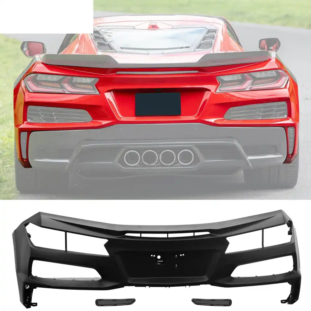 2020-2025 Chevy Corvette C8 Rear Bumper Silver Exhaust Trunk Spoiler