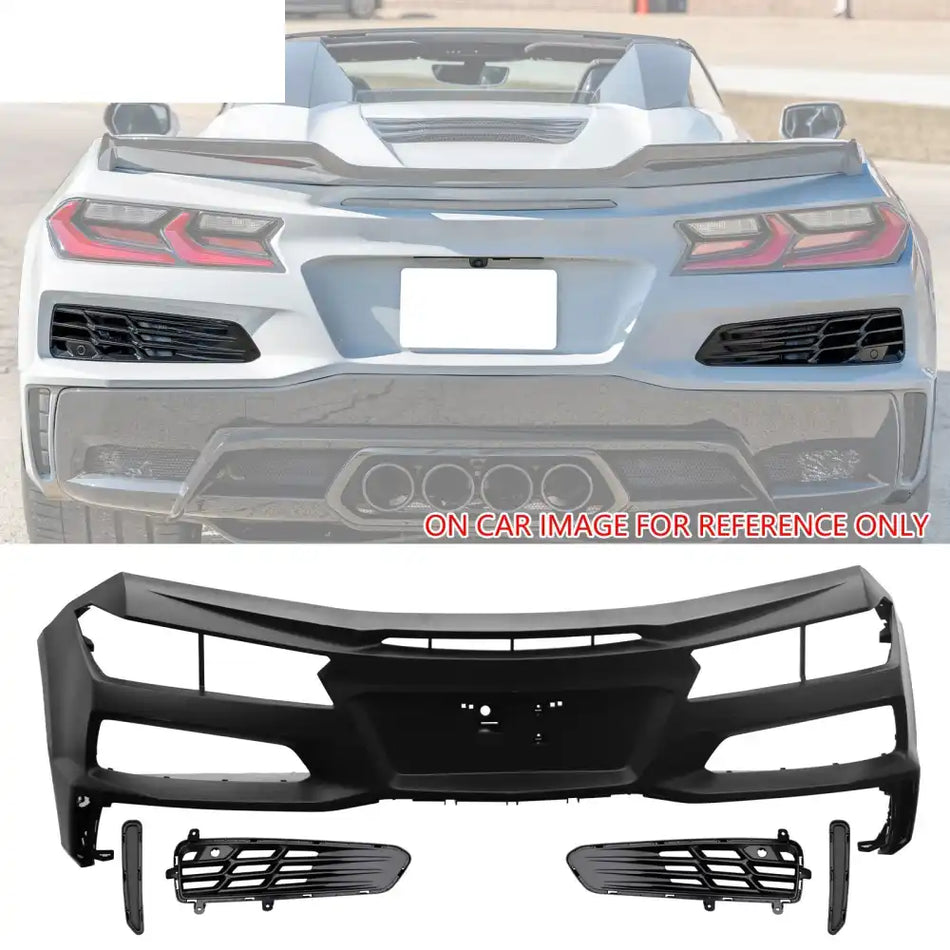 2020-2025 Chevy Corvette C8 Z06 Style Rear Bumper Cover W/ Grilles PP