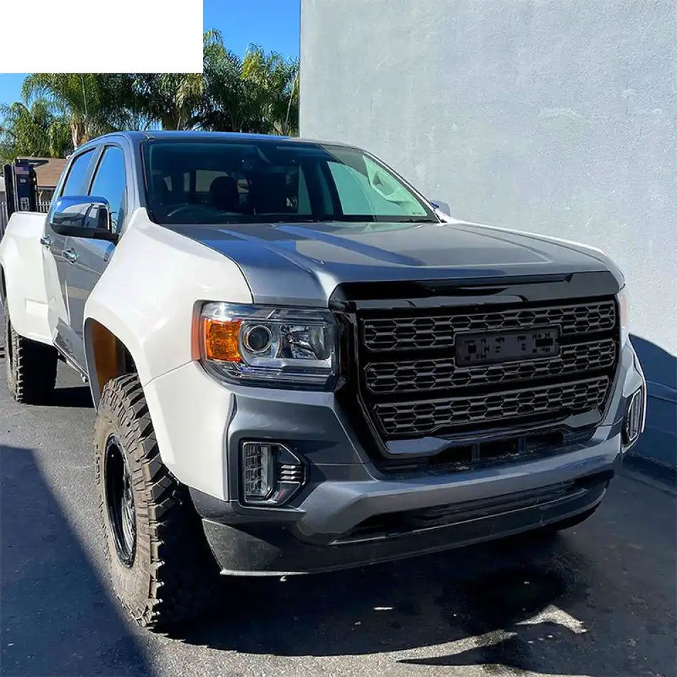 2021-2022 GMC Canyon Denali Style Gloss Black Front Bumper Hood Grille