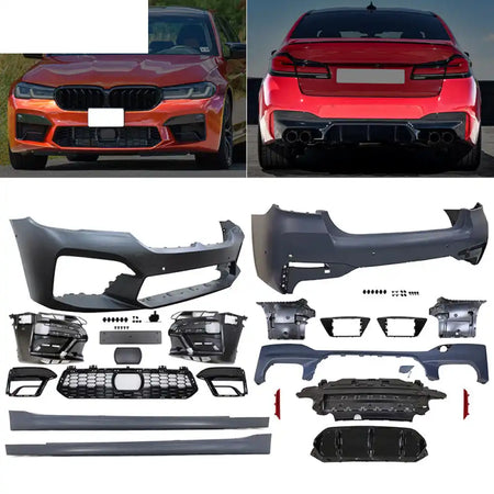 2021-2023 BMW G30 5-Series Front Rear Bumper Grille Side Skirts Gloss Black