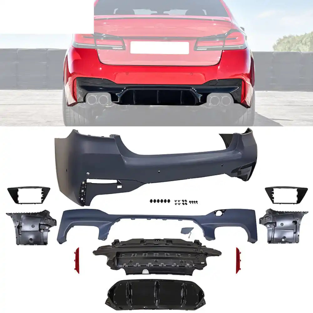 2021-2023 BMW G30 5-Series Front Rear Bumper Grille Side Skirts Gloss Black