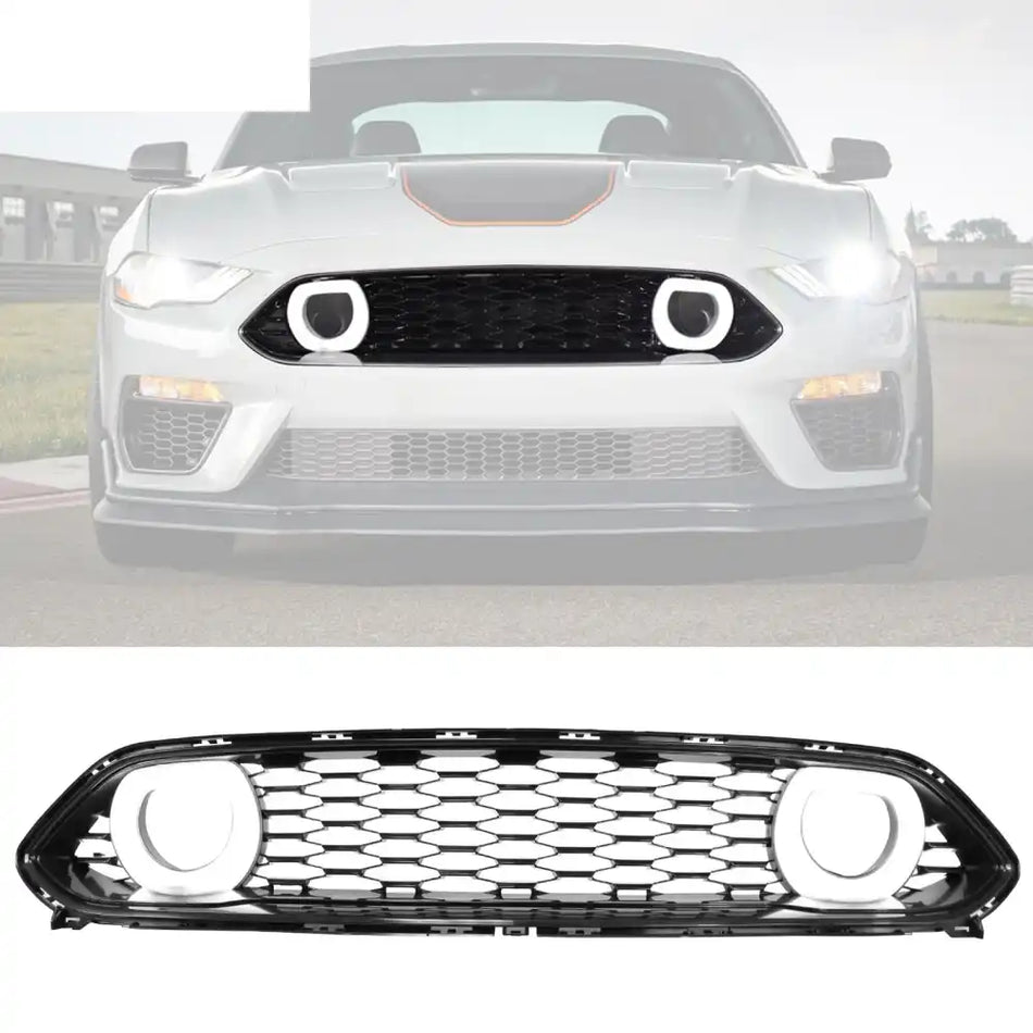 2021-2023 Ford Mustang Mach 1 Car Front Grille Black W/ LED Lamp ABS