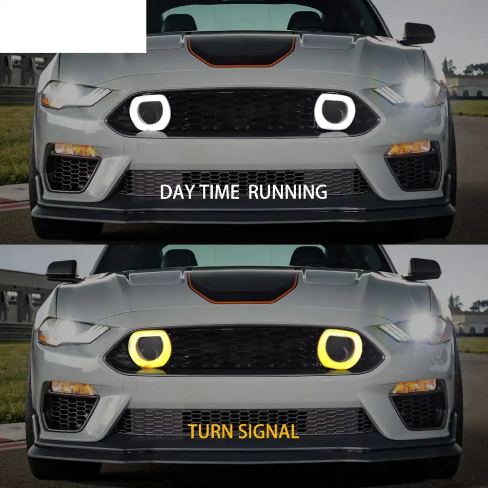 2021-2023 Ford Mustang Mach 1 Car Front Grille Black W/ LED Lamp ABS