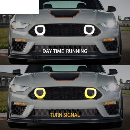 2021-2023 Ford Mustang Mach 1 Car Front Grille Black W/ LED Lamp ABS