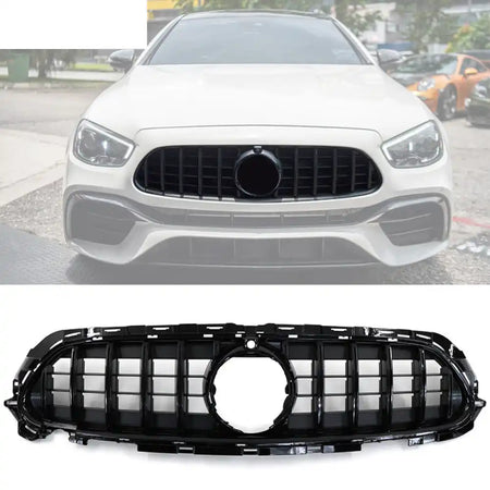 2021-2023 Mercedes-Benz W213 E Class GT Style Front Bumper Hood Grille Gloss Black