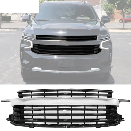 2021-2024 Chevy Tahoe Suburban Car Front Grille Guard Bumper Grill Chrome & Gloss Black