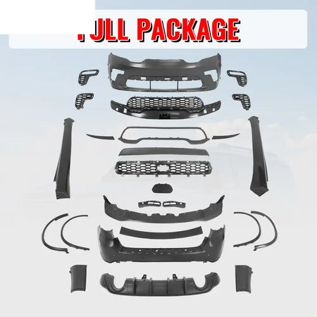 2021-2025 Dodge Durango Hellcat Style Front Rear Bumper W/V1 Diffuser Front Bumper Cover, Rear Bumper Cover, Side