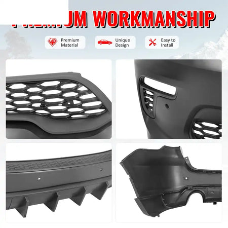 2021-2025 Dodge Durango Hellcat Style Front Rear Bumper W/V1 Diffuser Front Bumper Cover, Rear Bumper Cover, Side