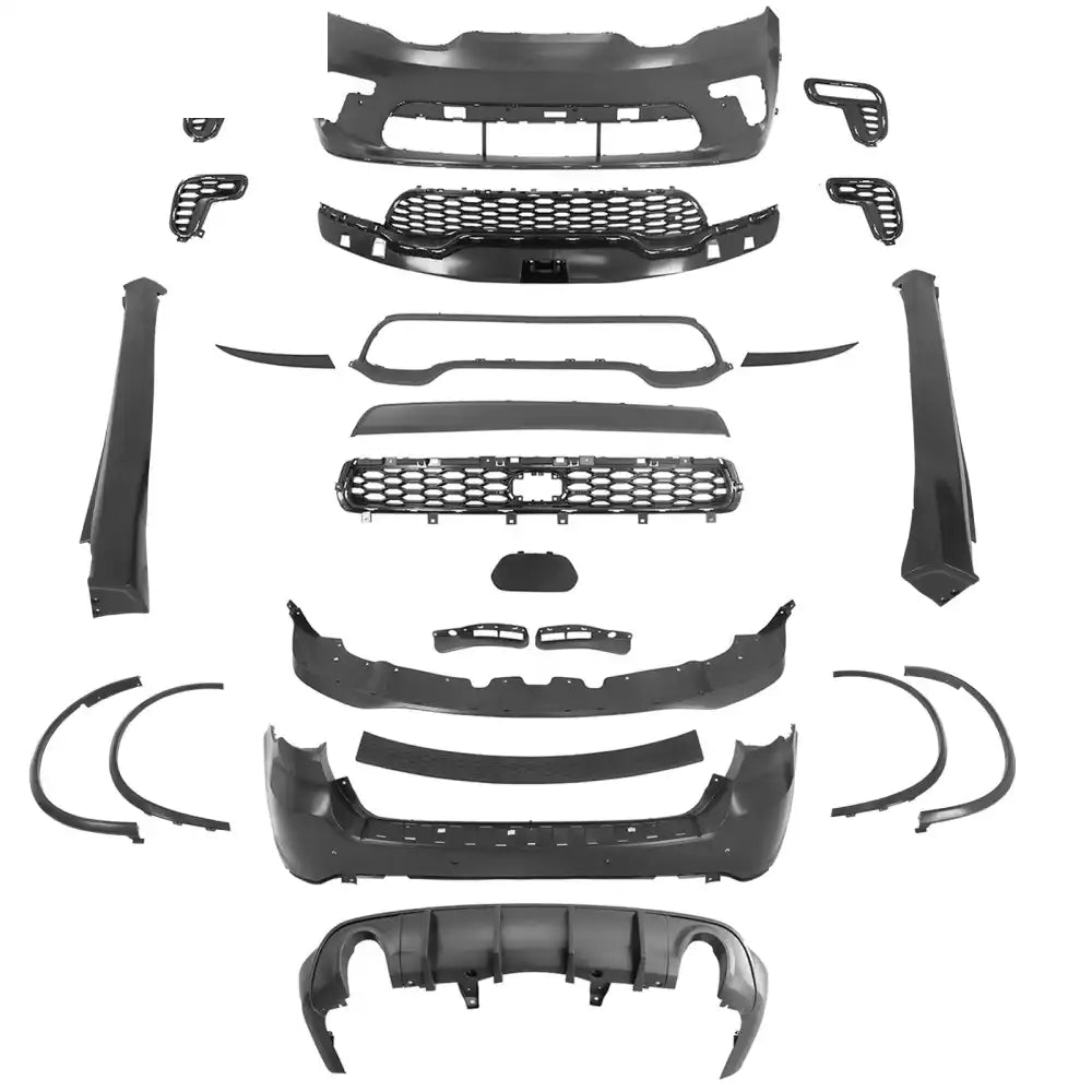 2021-2025 Dodge Durango Hellcat Style Front Rear Bumper W/V1 Diffuser Front Bumper Cover, Rear Bumper Cover, Side
