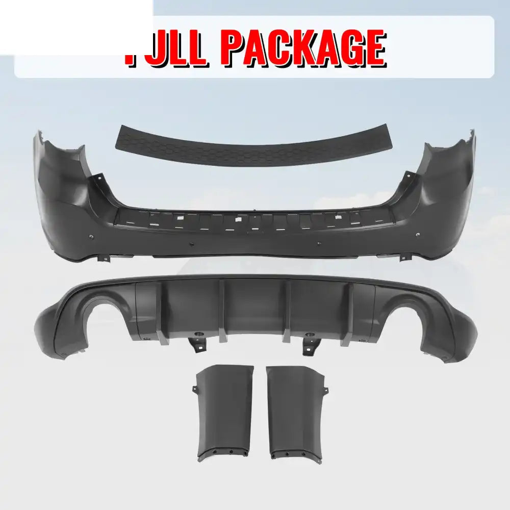 2021-2025 Dodge Durango Rear Bumper Cover W/ V1 Diffuser & Step Plate Rear Bumper Cover: Unpainted Black; Rear Bumper