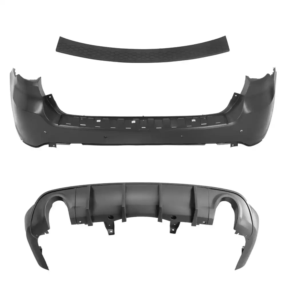 2021-2025 Dodge Durango Rear Bumper Cover W/ V1 Diffuser & Step Plate Rear Bumper Cover: Unpainted Black; Rear Bumper