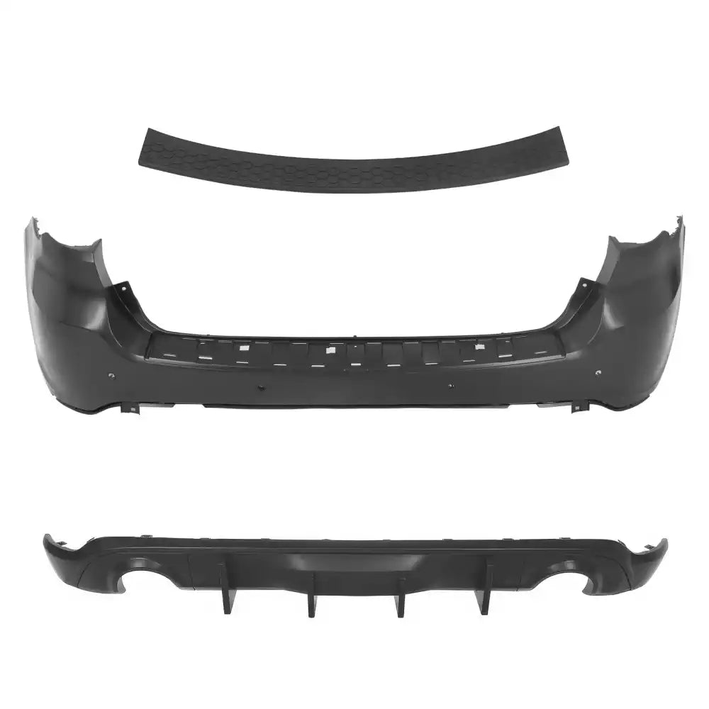 2021-2025 Dodge Durango Rear Bumper Cover W/ V2 Diffuser & Step Plate Rear Bumper Cover: Unpainted Black; Rear Bumper