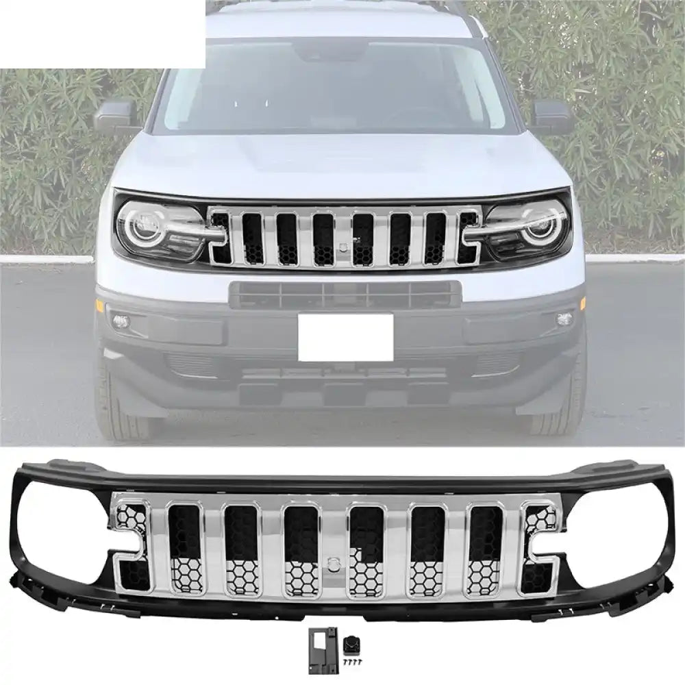 2021-2025 Ford Bronco Sport Grille Upper Guard Chrome Black Mesh Grill