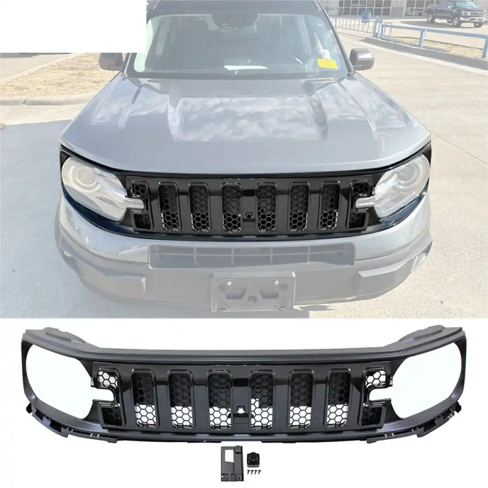 2021-2025 Ford Bronco Sport Grille Upper Guard Gloss Black Mesh Grill