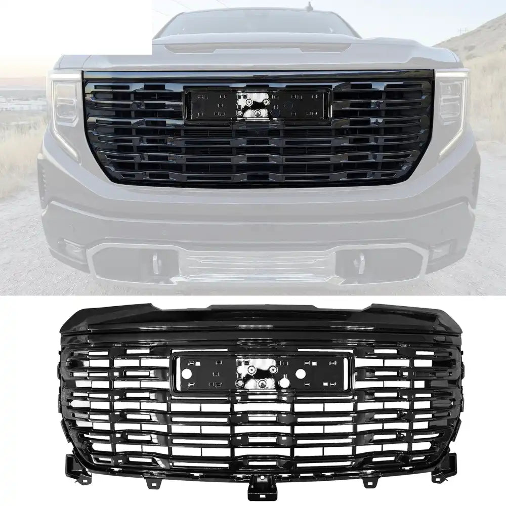 2022-2024 GMC Sierra 1500 Gloss Black Denali Style Front Hood Grille