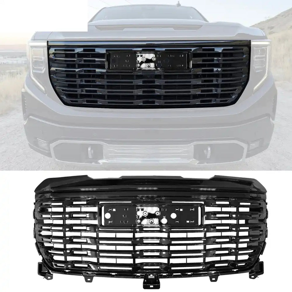 2022-2024 GMC Sierra 1500 Gloss Black Denali Style Front Hood Grille